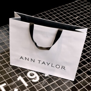 Eco-Friendly White Paper Shopping Bag with Black Grosgrain Ribbon