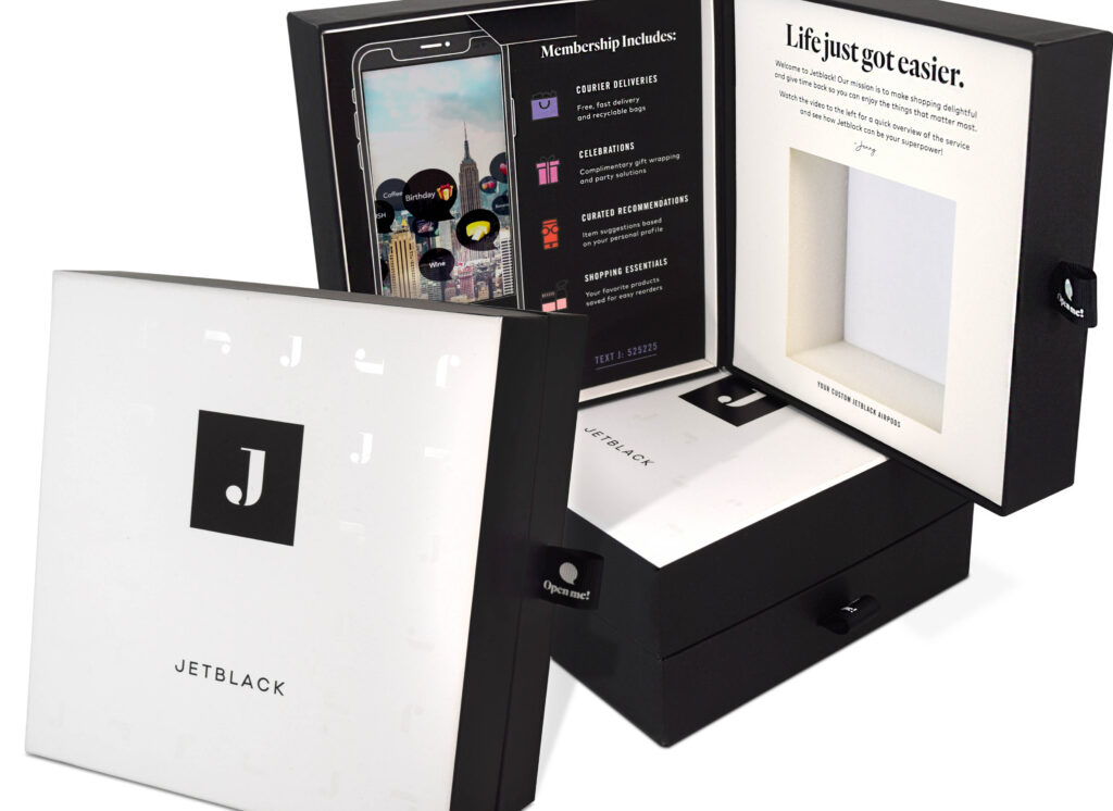 jet black, jetblack, audiobox, audio, video, gift with purchase, membership, hinge box, delivery, ecom